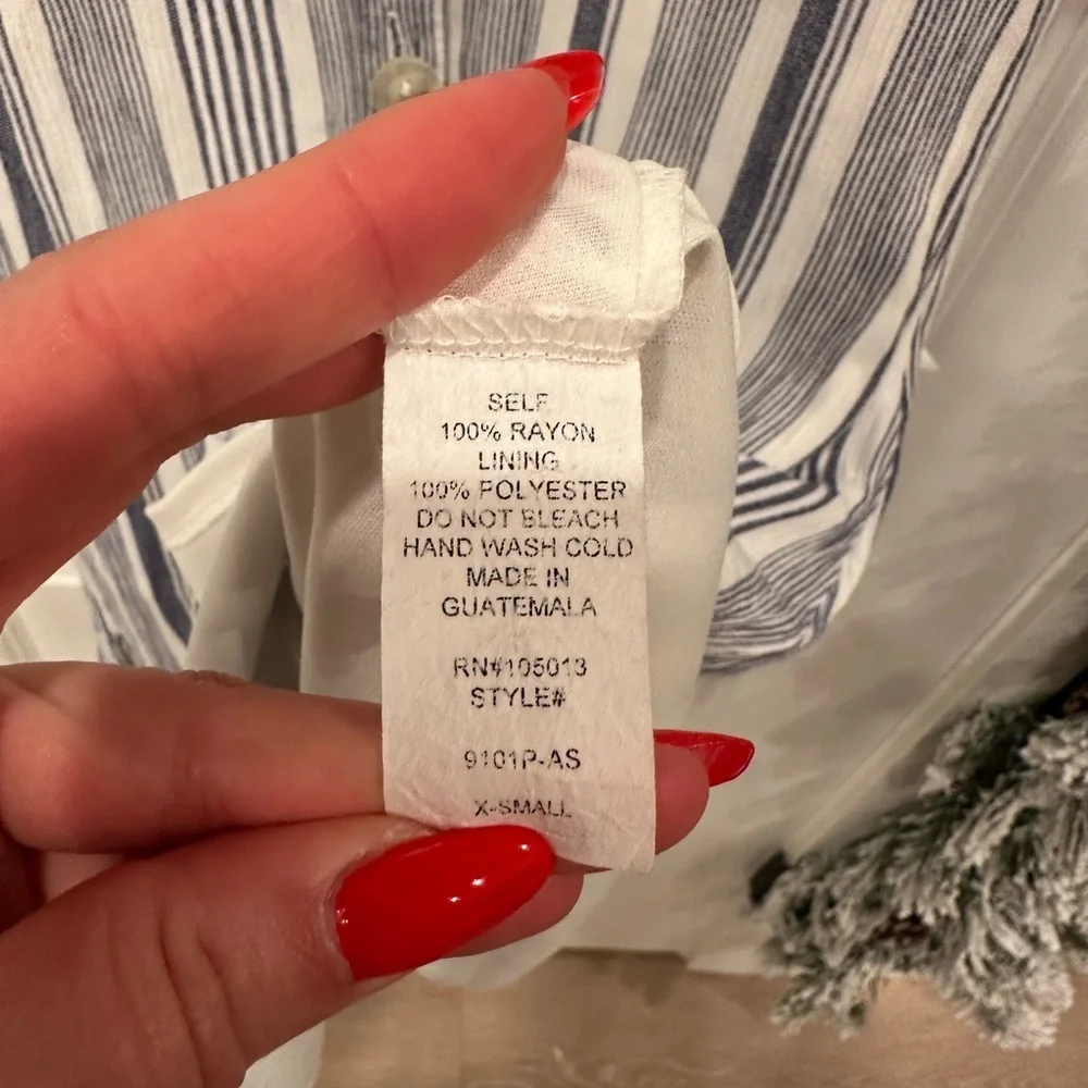 Altar'd State Blue and White Striped Button-Front Mini Dress